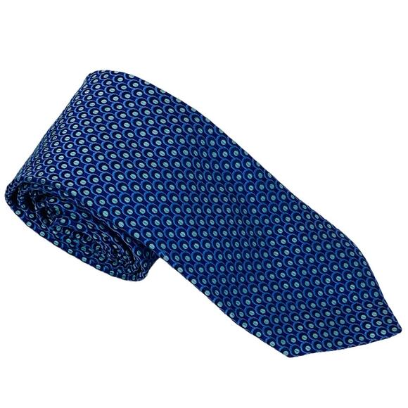 Ted Baker London Men's 100% Silk Blue  Printed Neck Tie Hand Tailored in USAi - Picture 1 of 5